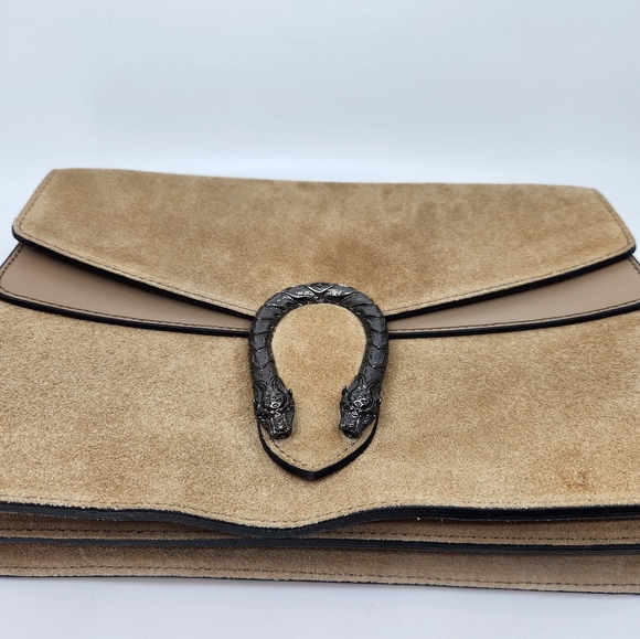 Vera Pelle EUC Italian Leather Handbag w/Gunmetal Black Chain and Snake - Picture 8 of 9